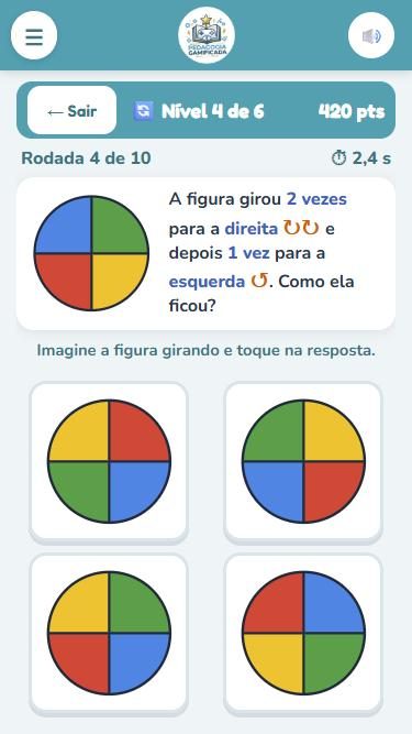 Tela do Giro Imaginário com as 4 alternativas