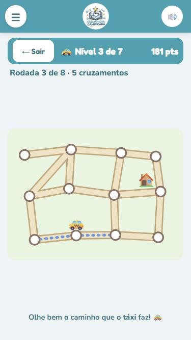 Tela do Siga o Táxi com o táxi no meio do caminho