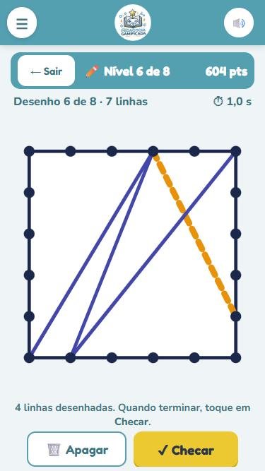 Tela do Ponto a Ponto com linhas desenhadas e os botões Apagar e Checar